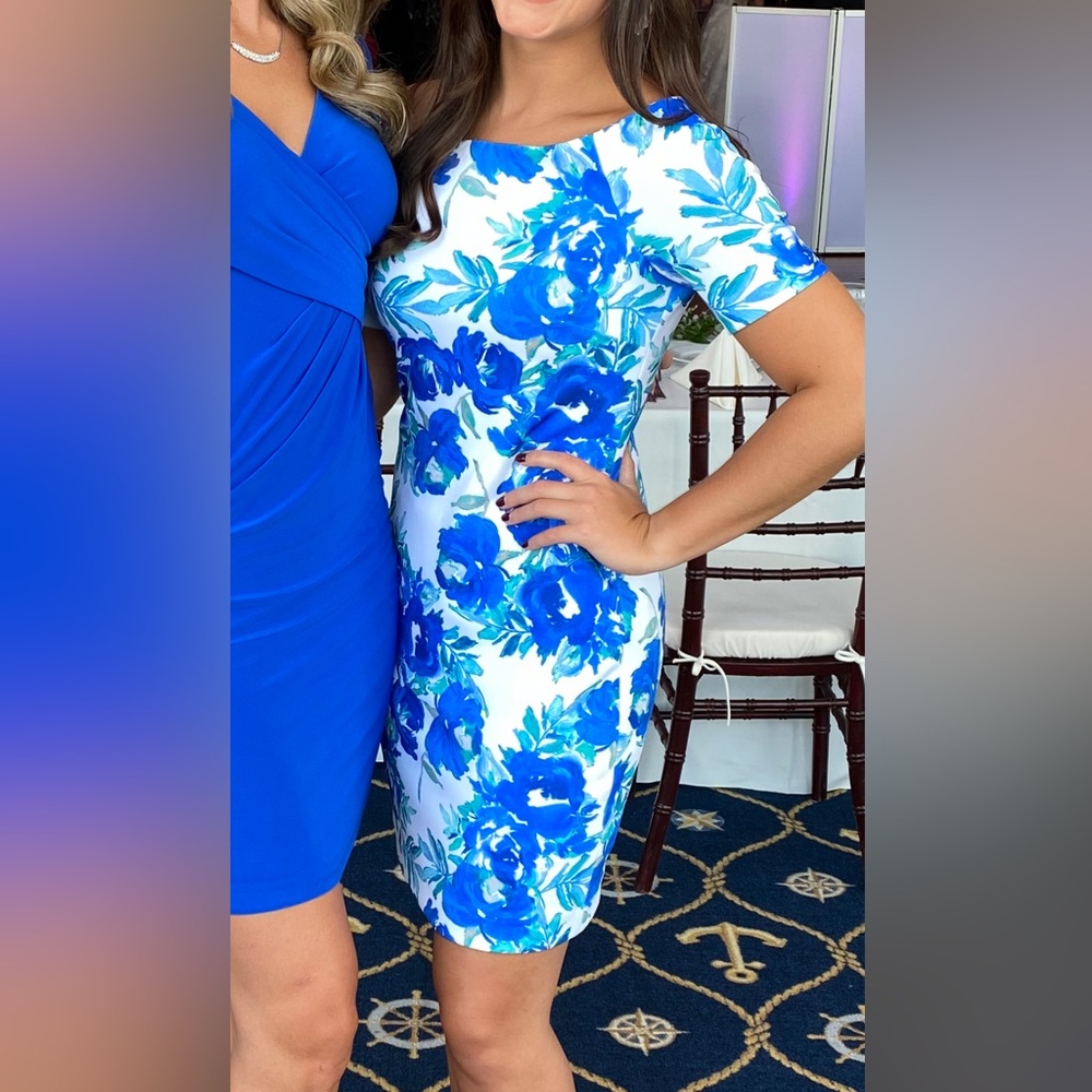 Calvin Klein Collection Blue Floral Midi Dress